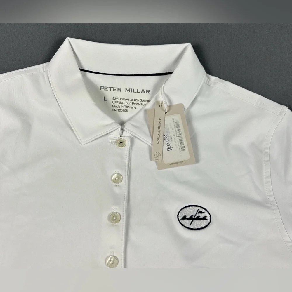Peter Millar Women Golf Shirt Polo Chest Logo Large White Polyester BLEMISH - Picture 3 of 5